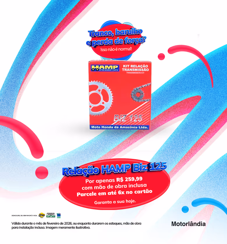 Banner Fevereiro 2026 Motorlândia Honda Serviço Kit Relação e Transmissão